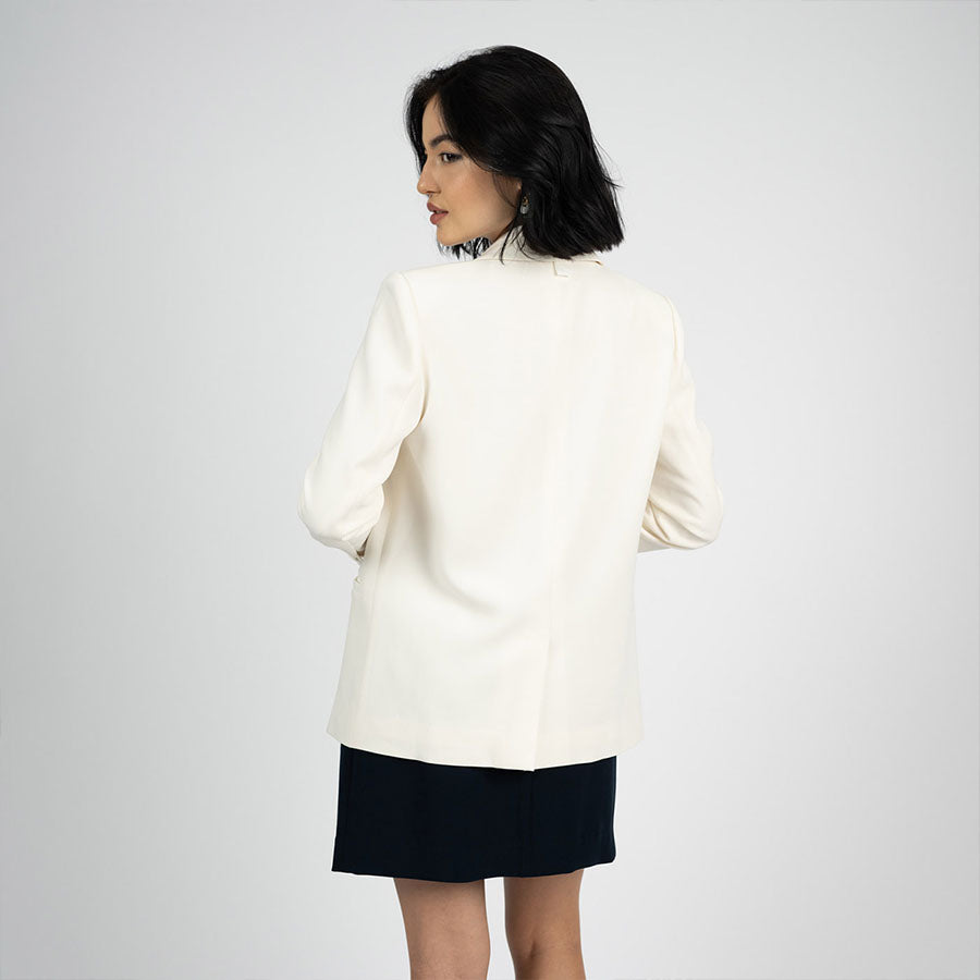"Lauren" Acetate Oversized Blazer / Light Cream