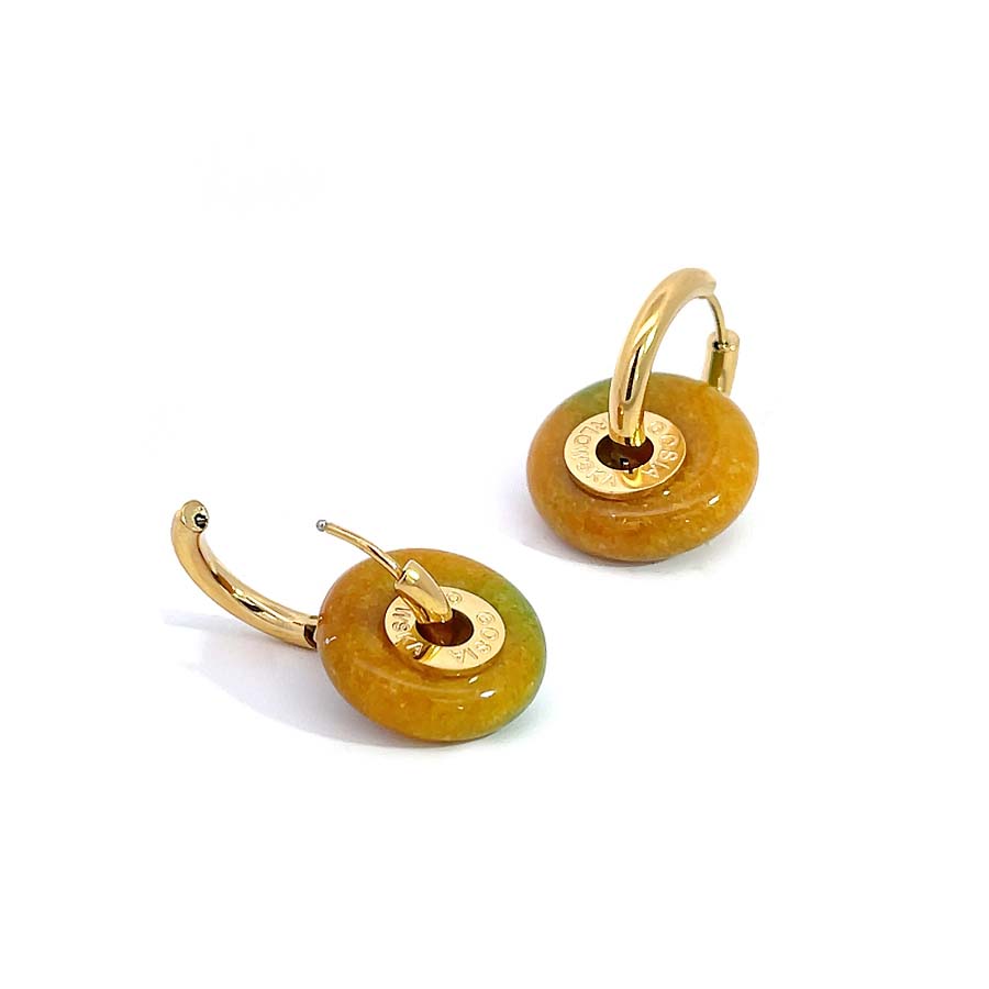 "CIAMBELLA" 2cm/3cm Yellow & Green Agate SINGLE STONE Earrings