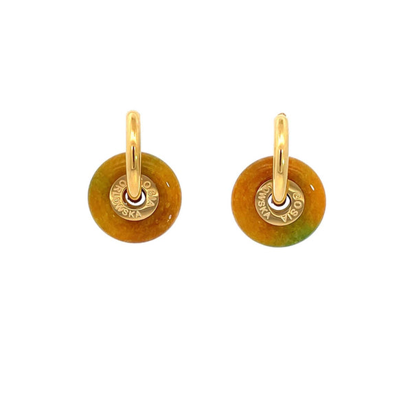 "CIAMBELLA" 2cm/3cm Yellow & Green Agate SINGLE STONE Earrings