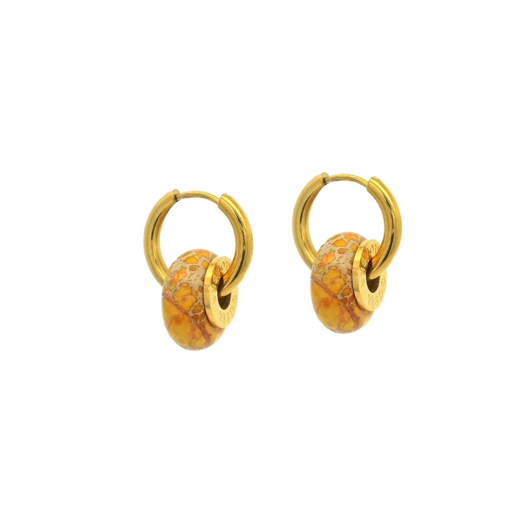 "CIAMBELLA MINI" 1.5CM Yellow jaspas Earrings