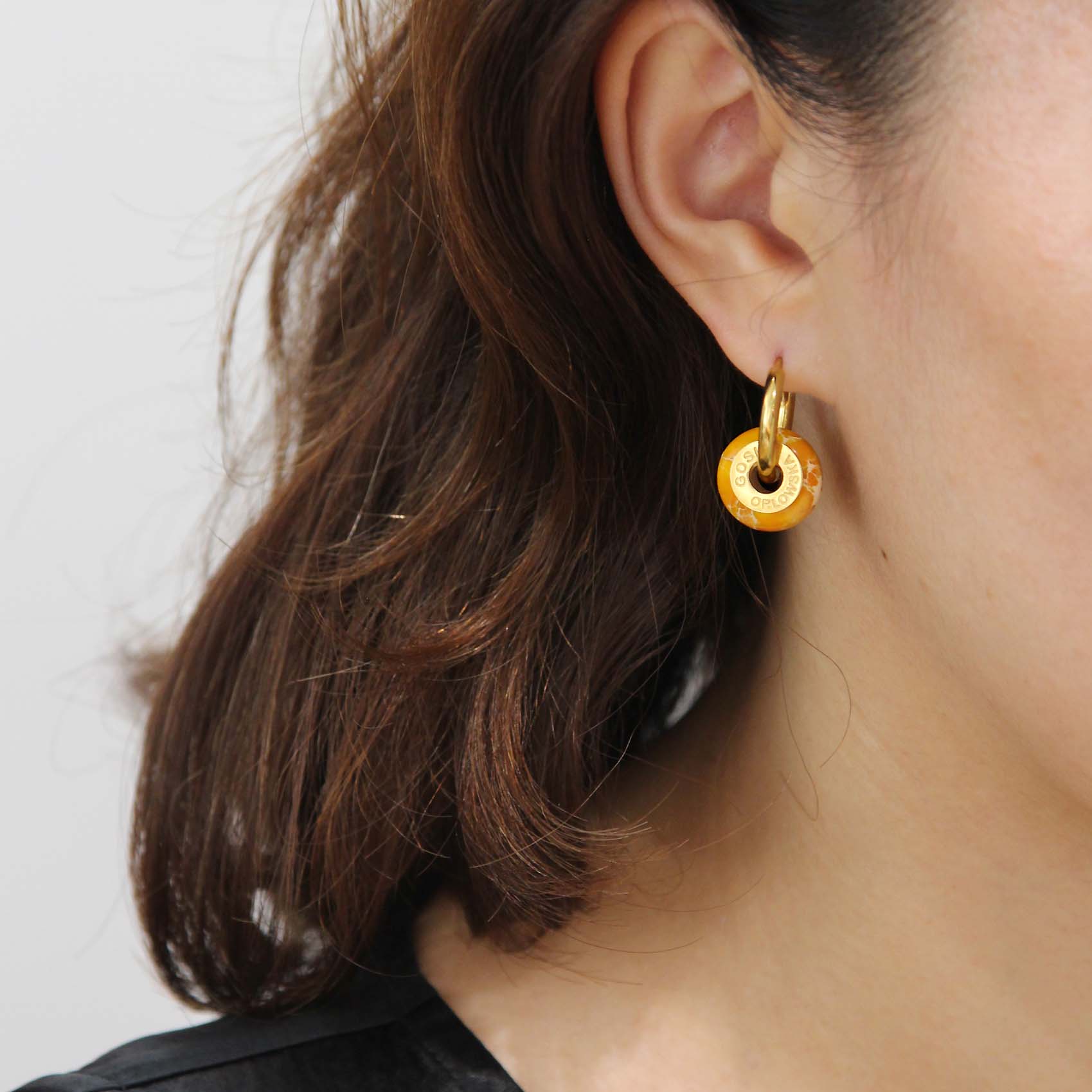 "CIAMBELLA MINI" 1.5CM Yellow jaspas Earrings