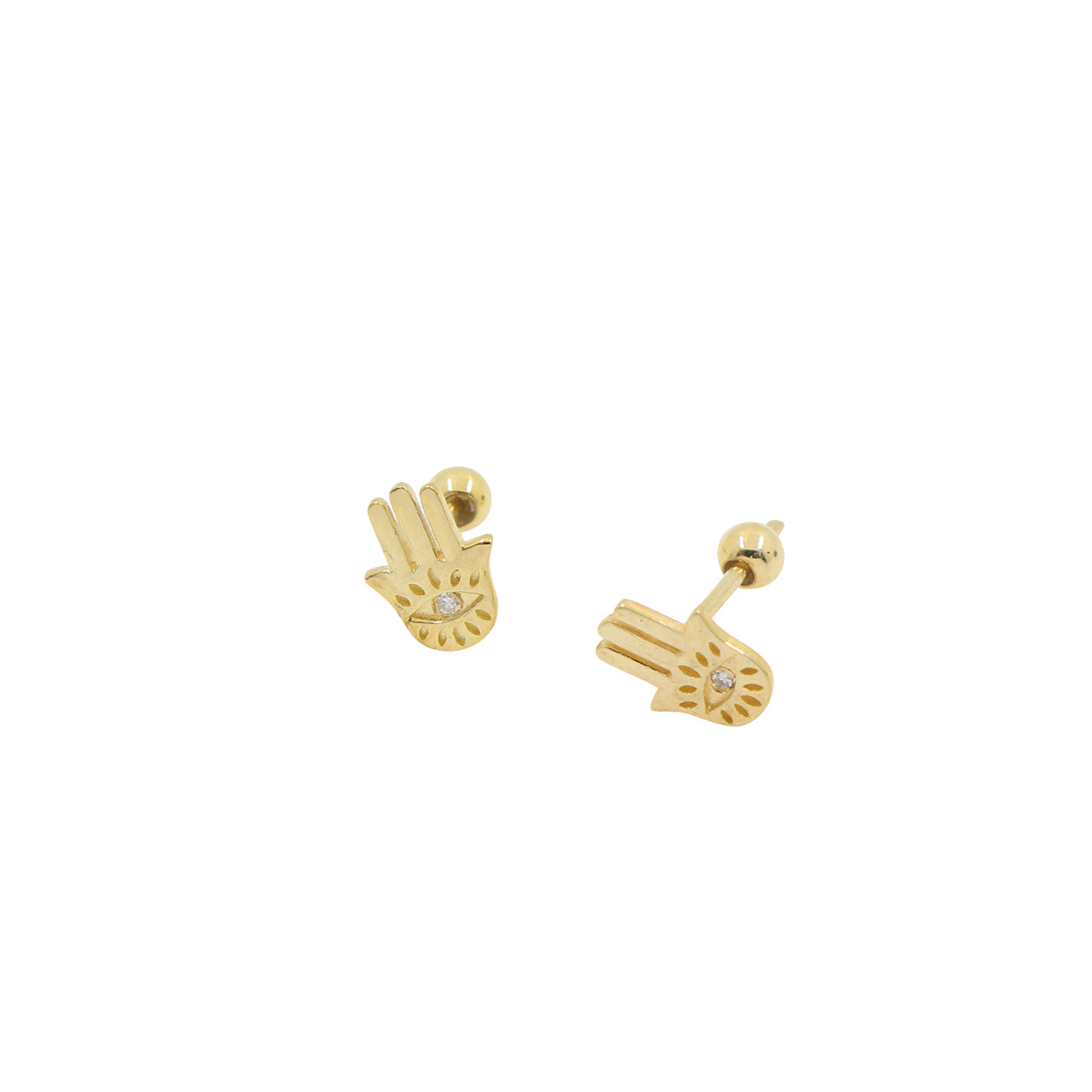 9K Gold Hamsa Diamond Earring