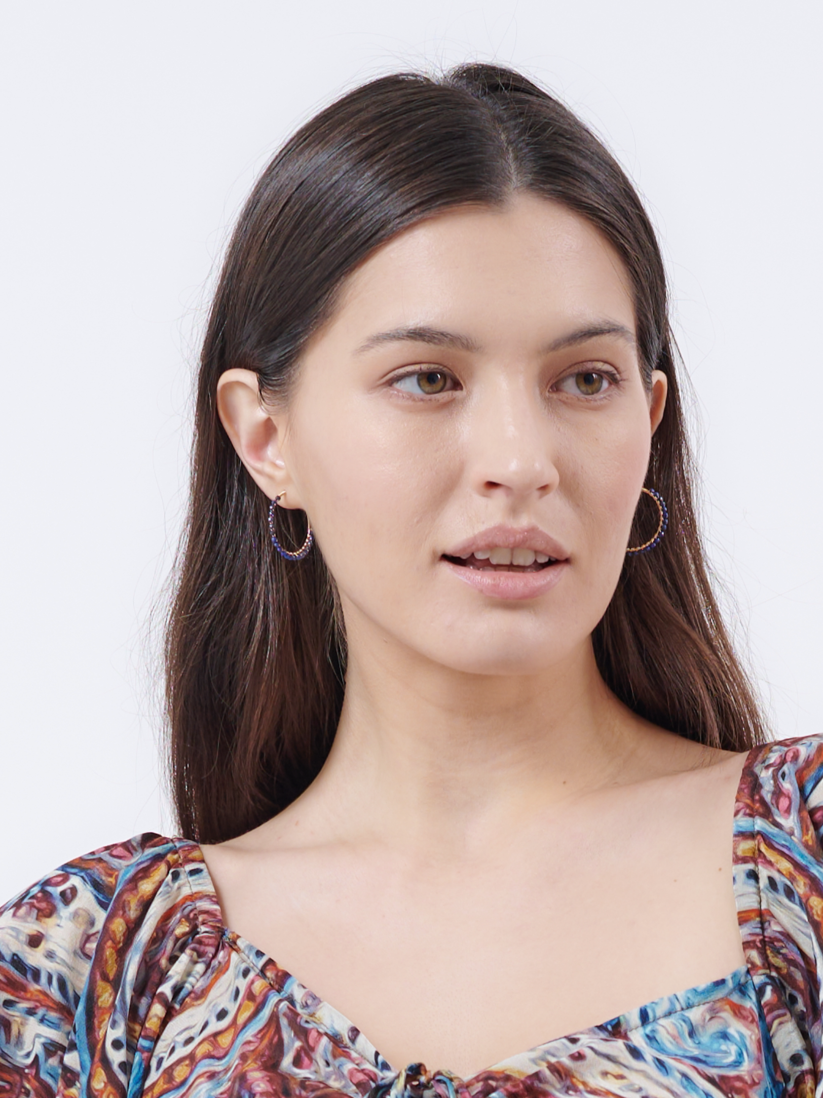 Shop Chiyo Beaded Hoop Earrings 25mm Online