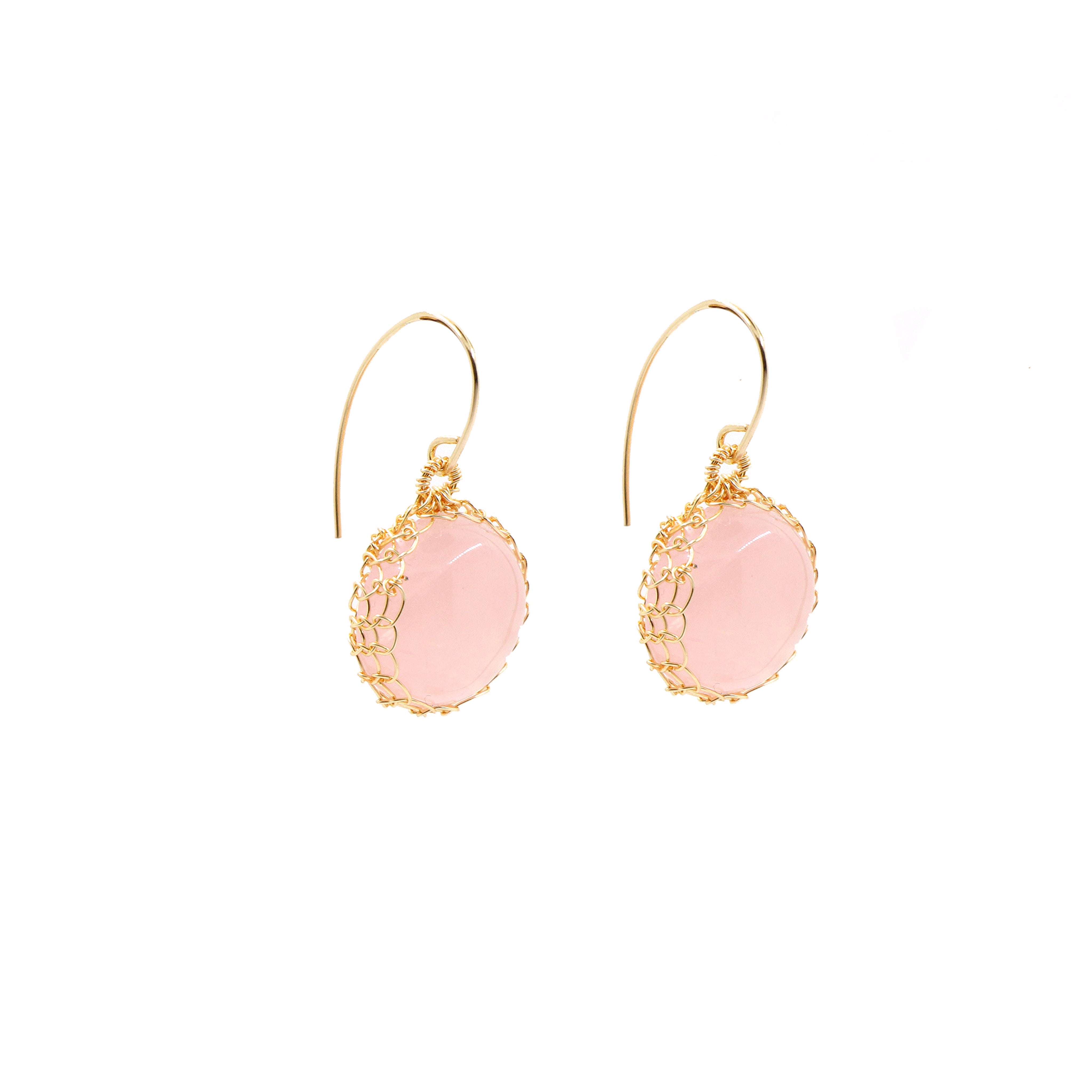 Discover NATI Rose Quartz Net Earrings - Gosia Orlowska