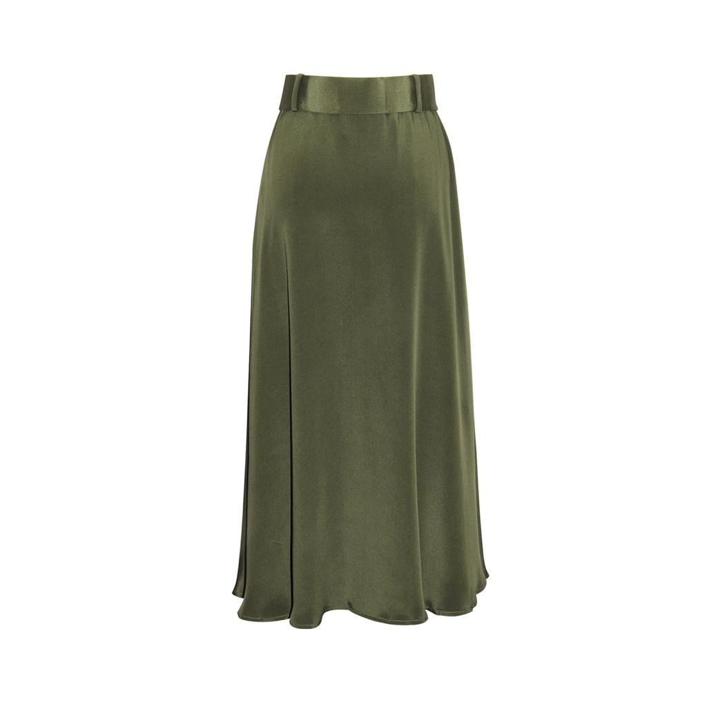 Shop the MILO Belted Silk Midi Skirt