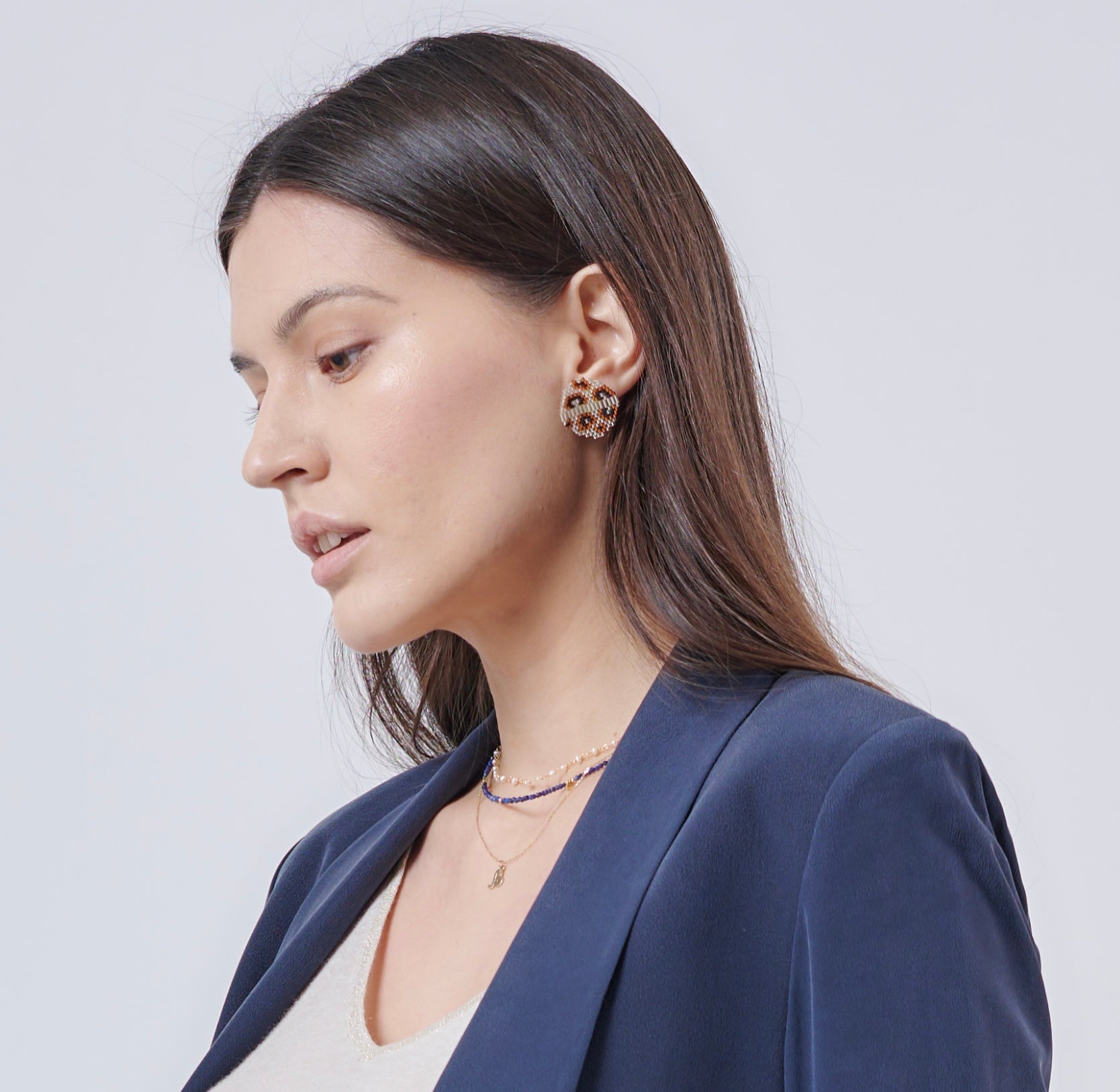 Shop NOE Beaded Round Earrings Online with Gosia Orlowska