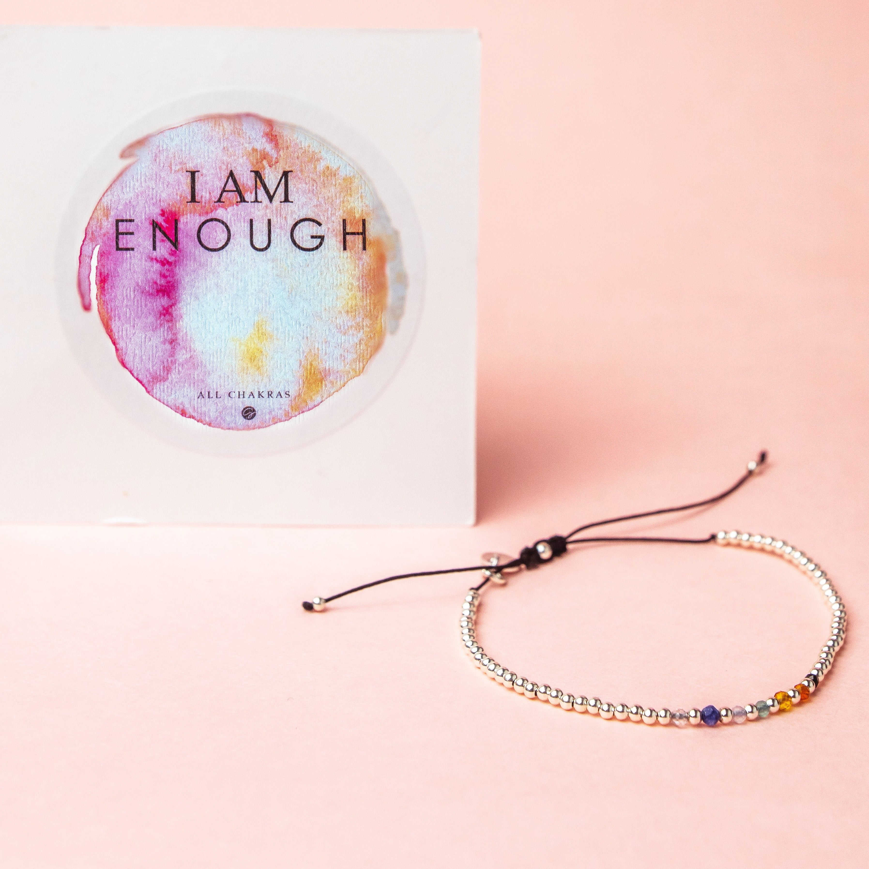 I AM ENOUGH- 925 STERLING SILVER CHAKRA BRACELET