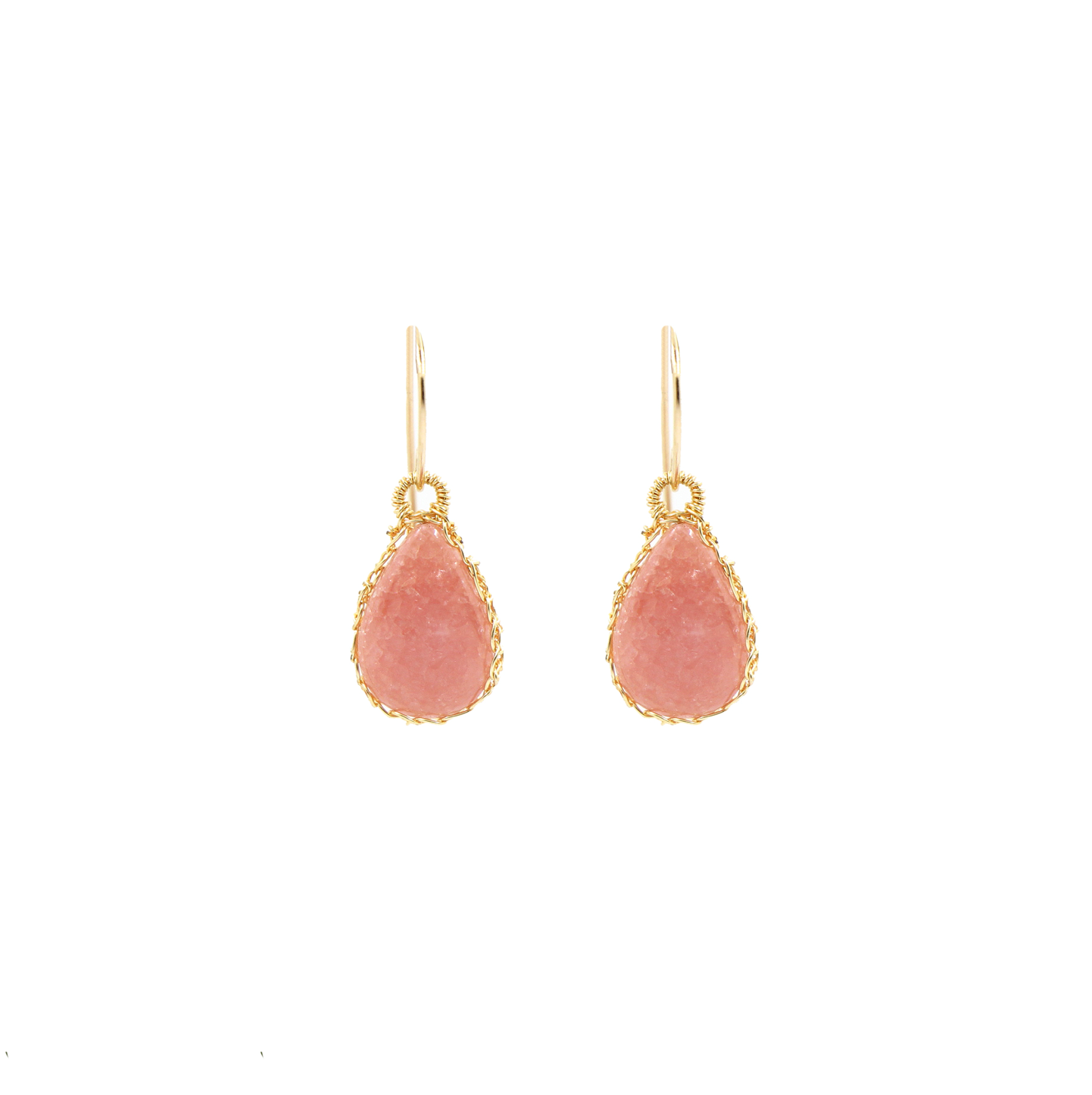 Elegant Rhodochrosite Tear Drop Earrings - Gosia Orlowska
