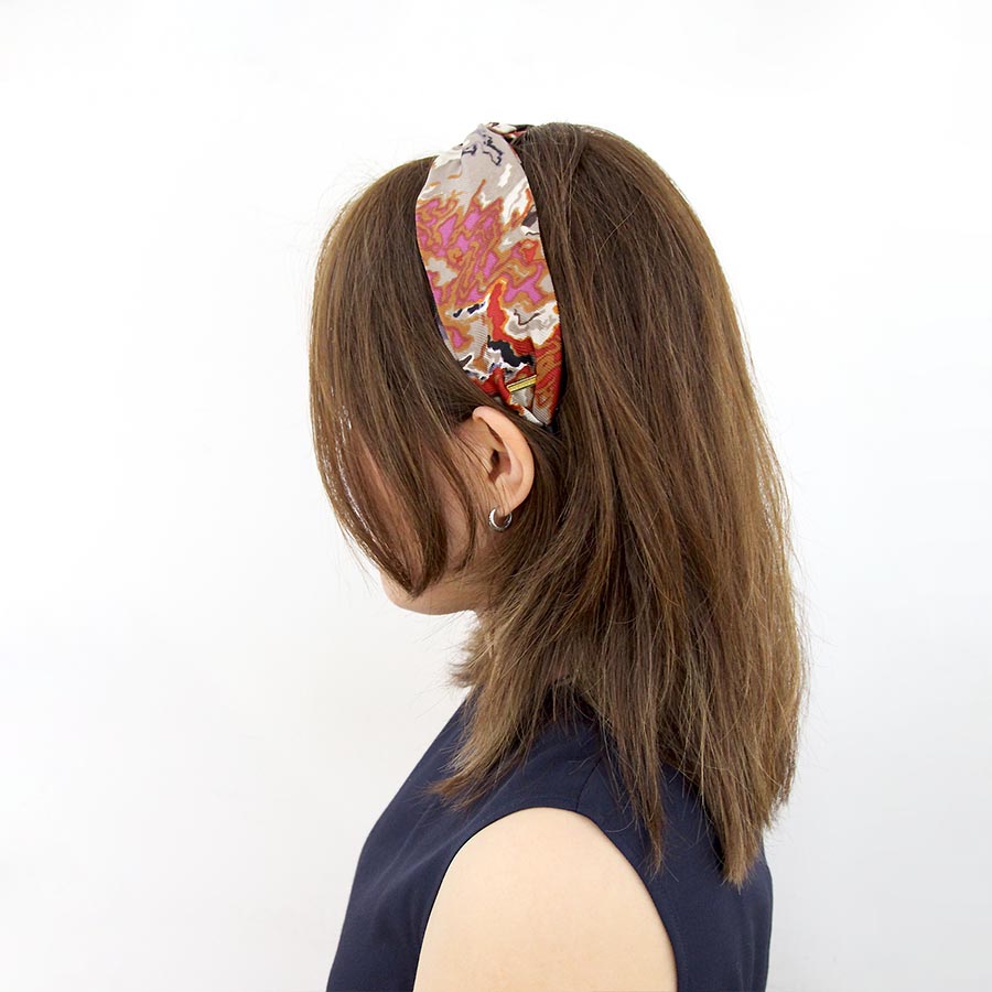 “Dune” Sandy Tan Print Silk Headband