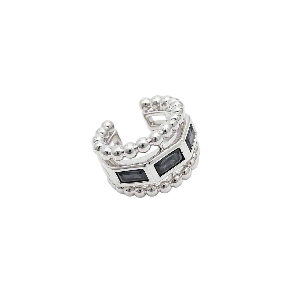 “Solenne” 925 Sterling Silver Smokey Quartz Ear Cuff