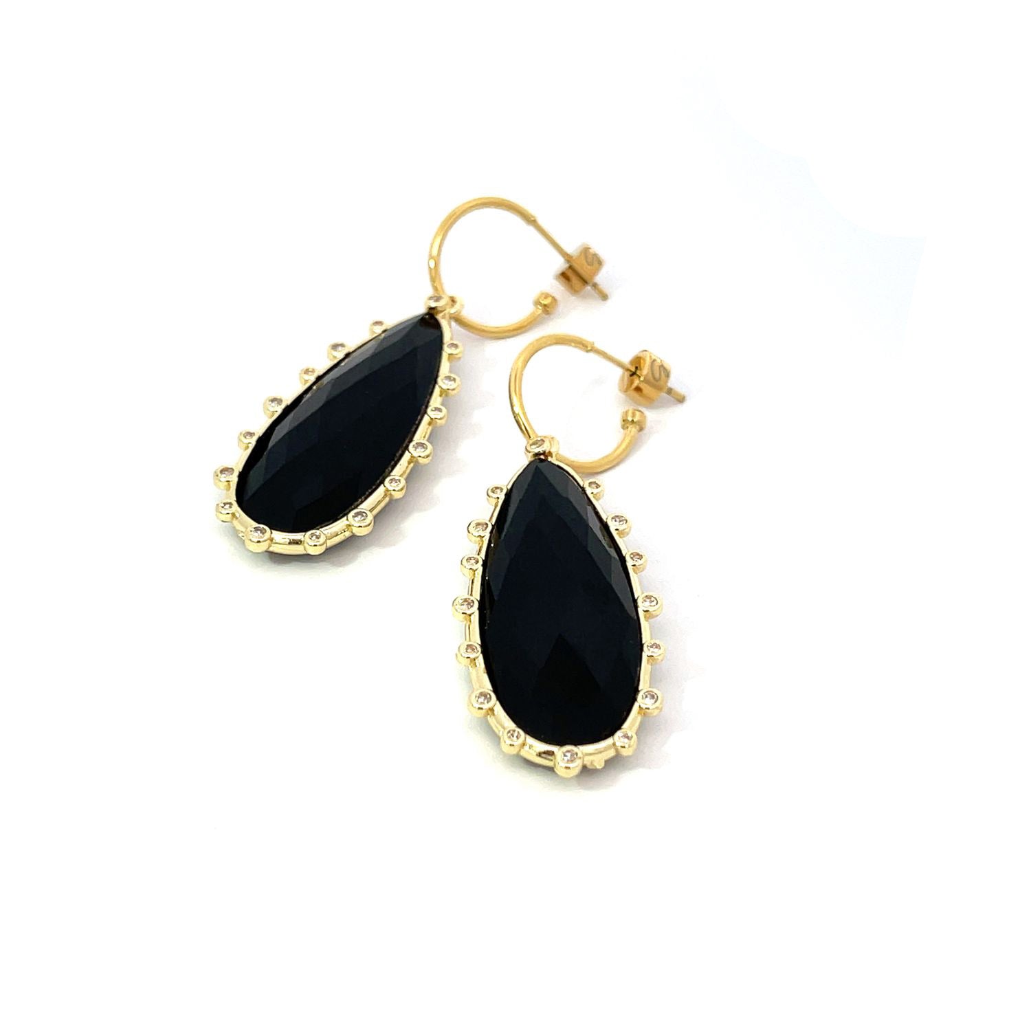 Black Onyx Drop Earrings by Gosia Orlowska