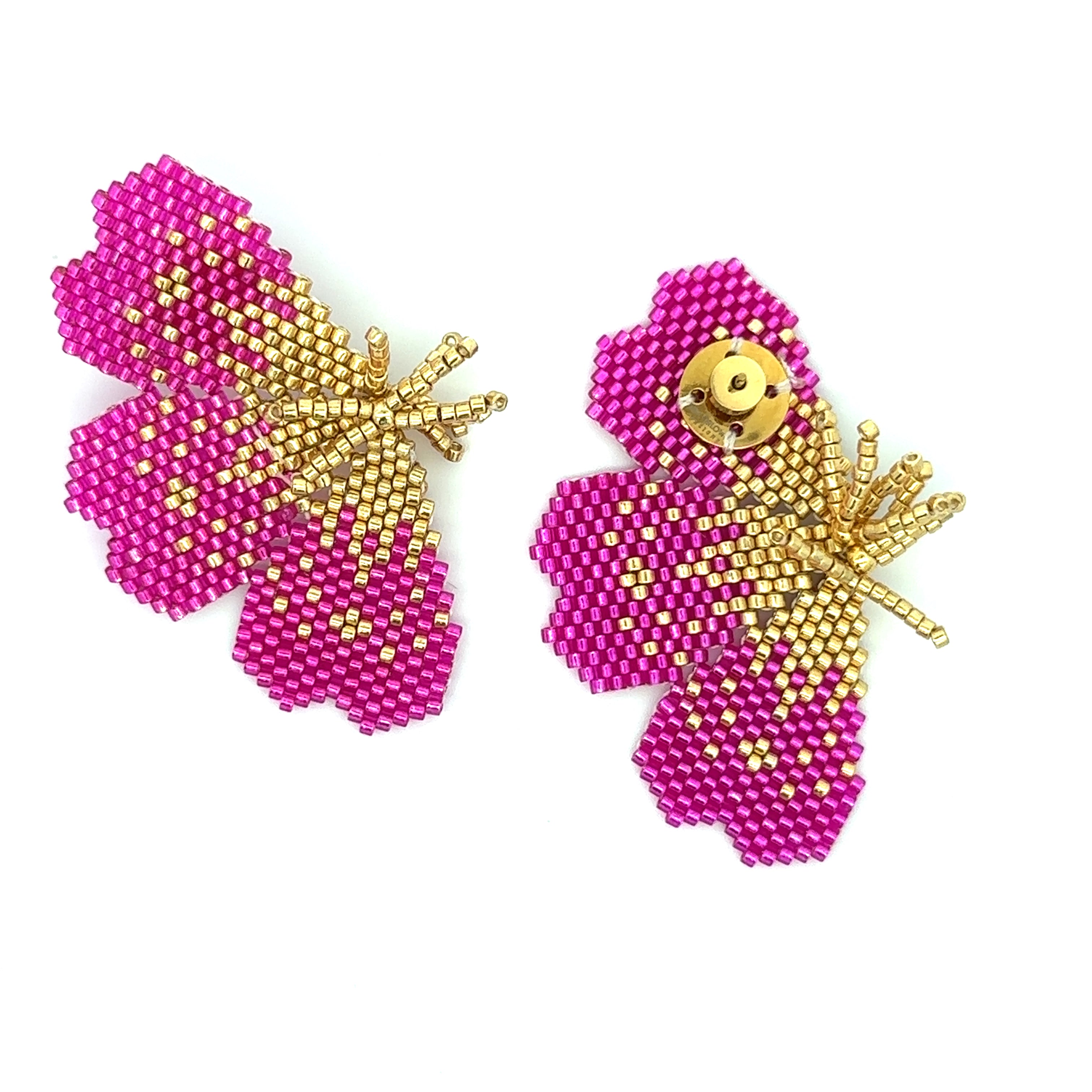 "NOLA" BEADED FUSCIA BUTTERFLY EARRINGS