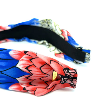 “Dahlia” Colorful Floral Pattern Knotted Style Silk Headband