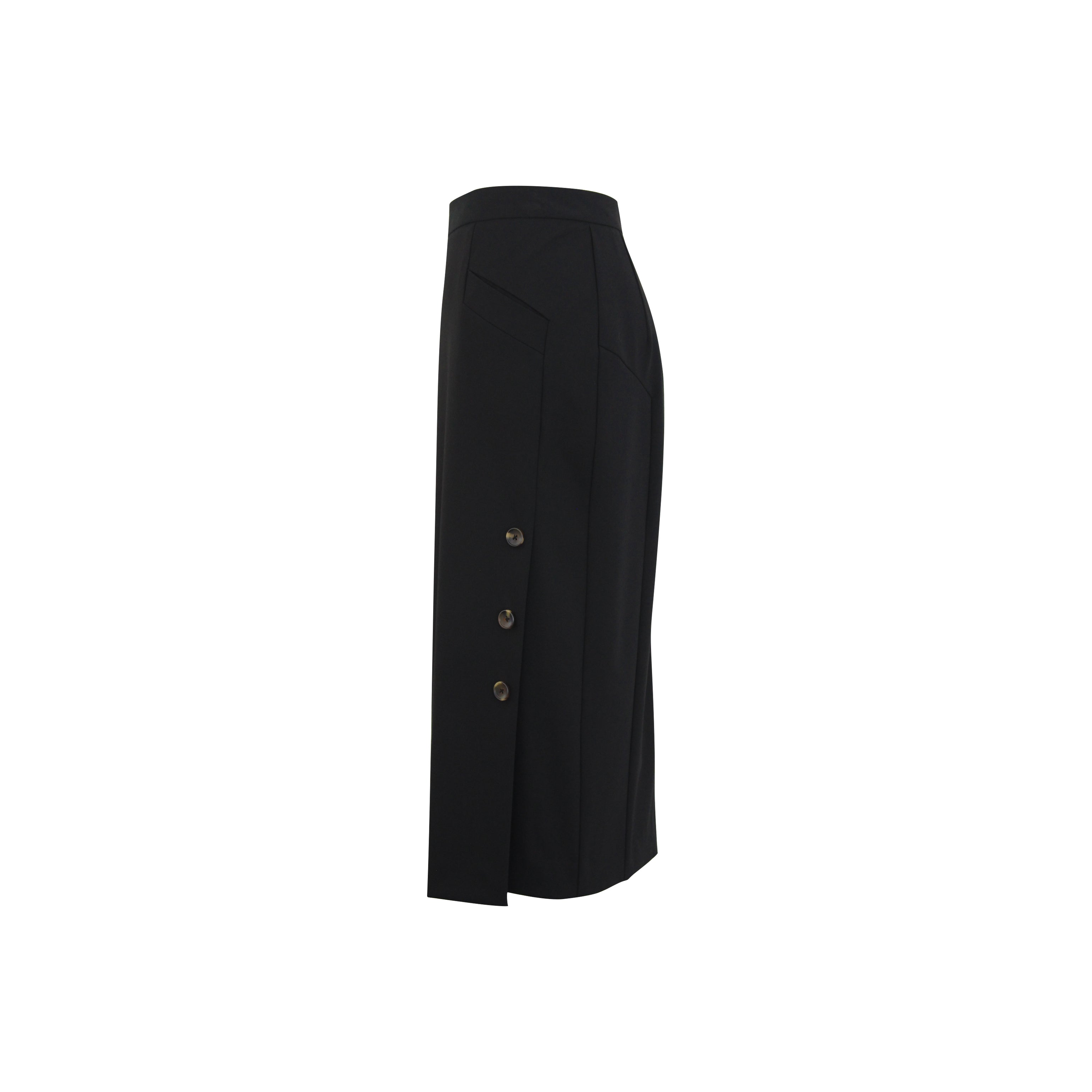 “Bianka”  Button Skirt - Black