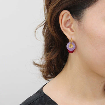 “CIAMBELLA” 2 STONES PURPLE AND CHERRY RED AGATE earrings