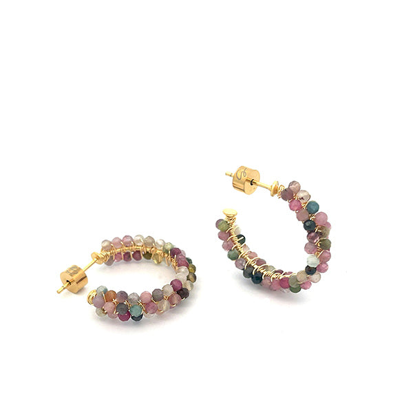 “KOHAKUTOU” RAINBOW TOURMALINE C HOOPS