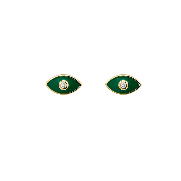“Fae” Enamel 925 Sterling Silver Evil Eye Ear Studs