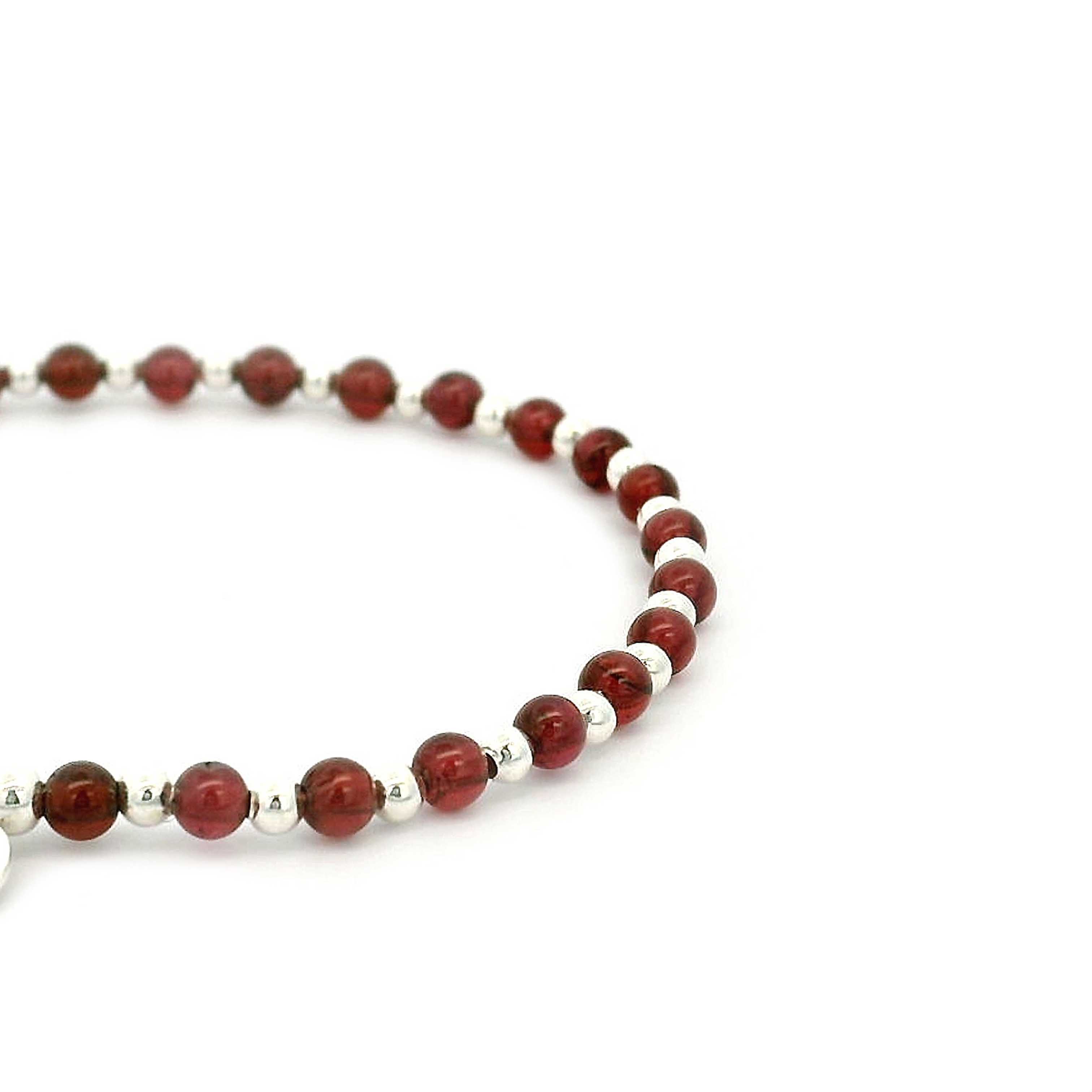 “Gaela” Garnet 4MM Round Beads Bracelet