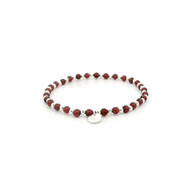 “Gaela” Garnet 4MM Round Beads Bracelet
