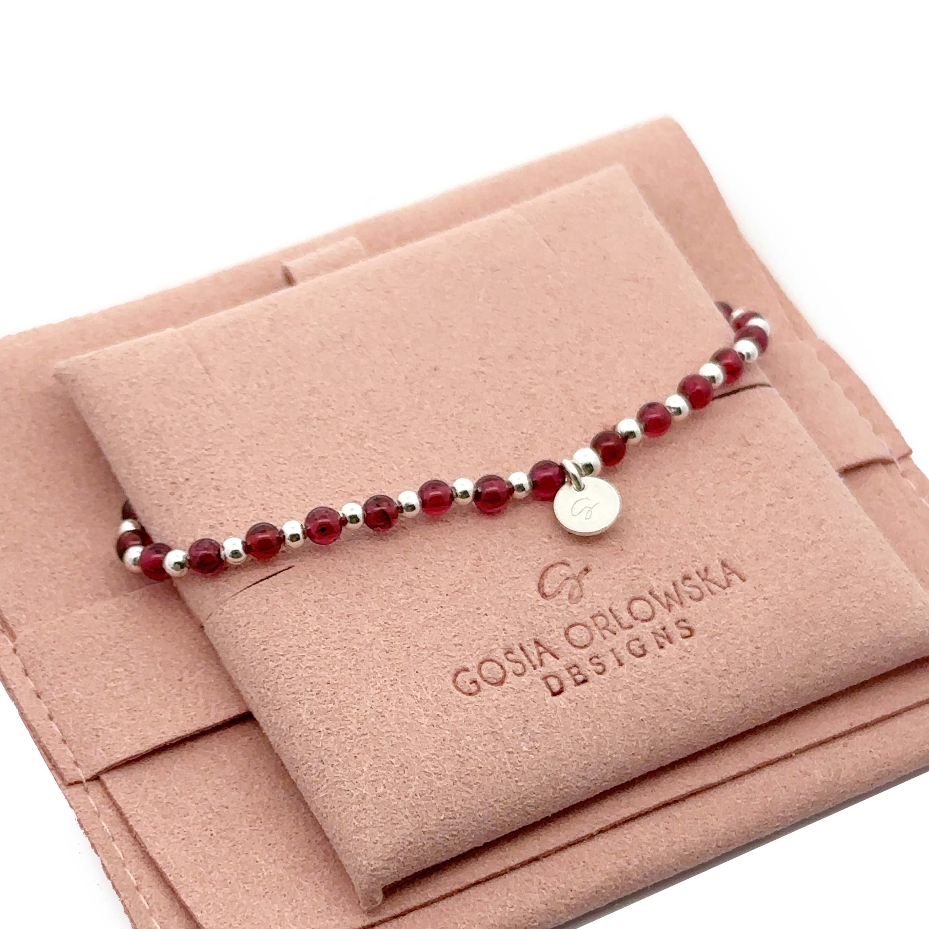 “Gaela” Garnet 4MM Round Beads Bracelet