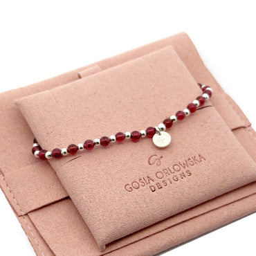 “Gaela” Garnet 4MM Round Beads Bracelet