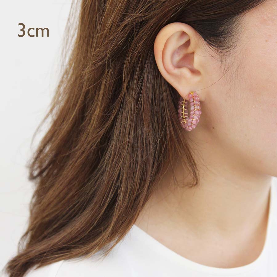 “KOHAKUTOU” PINK TOURMALINE C HOOPS