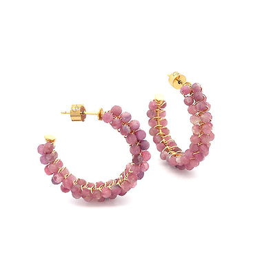 “KOHAKUTOU” PINK TOURMALINE C HOOPS