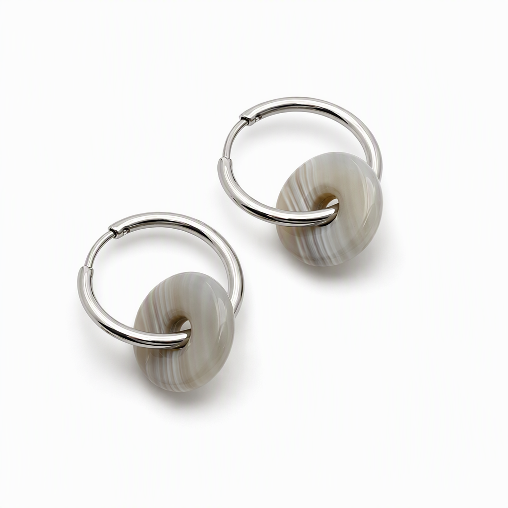 "Ciambella" CHIBI 1.2cm agate earrings