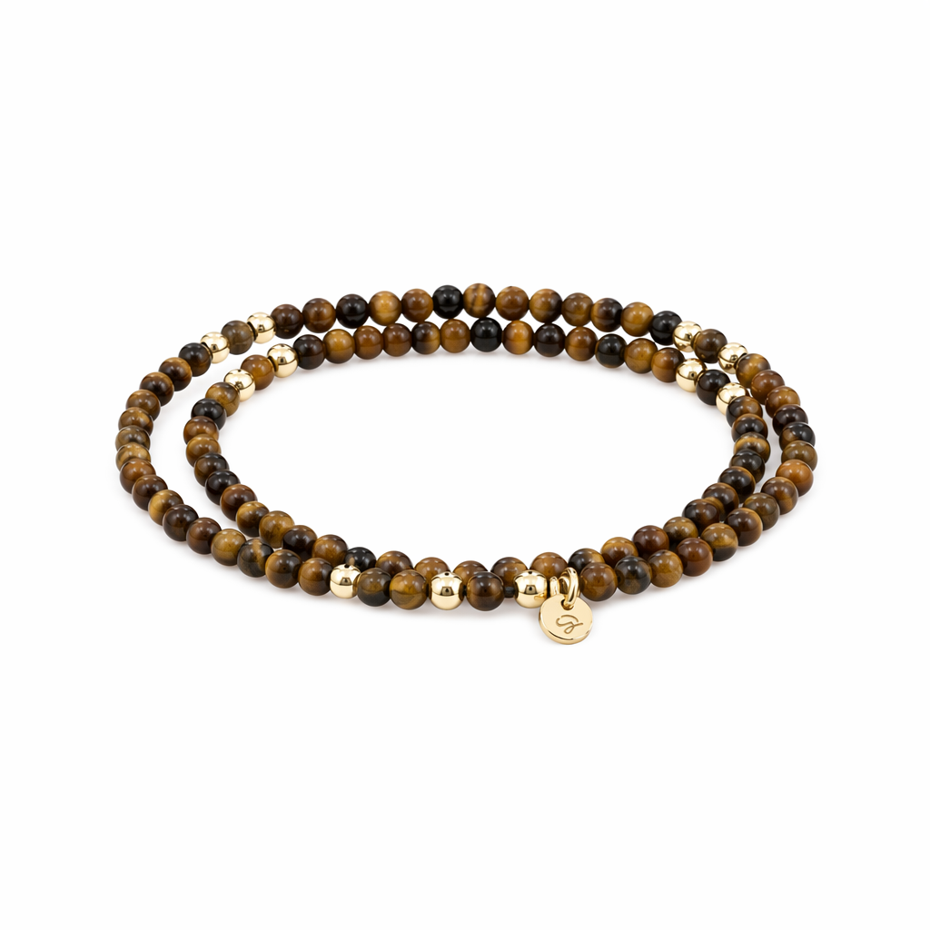 “KHUSHI” 3mm TIGER EYE DOUBLE WRAP BRACELET