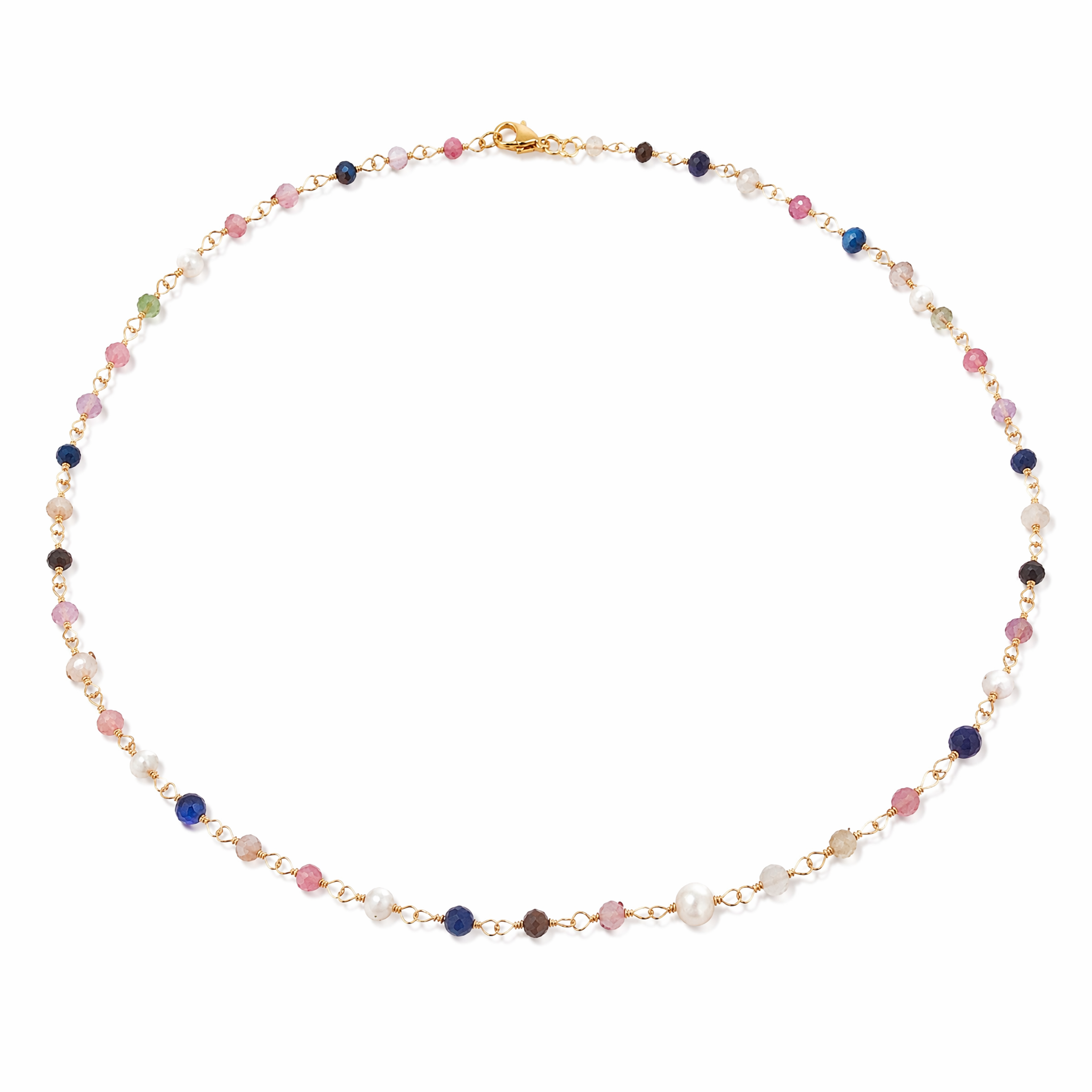 “Chiyo” Fresh Water Pearl and Mix Stones Necklace