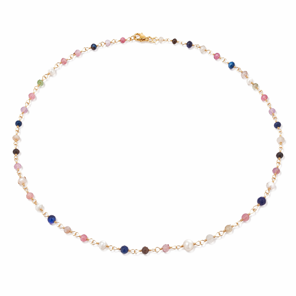 “Chiyo” Fresh Water Pearl and Mix Stones Necklace