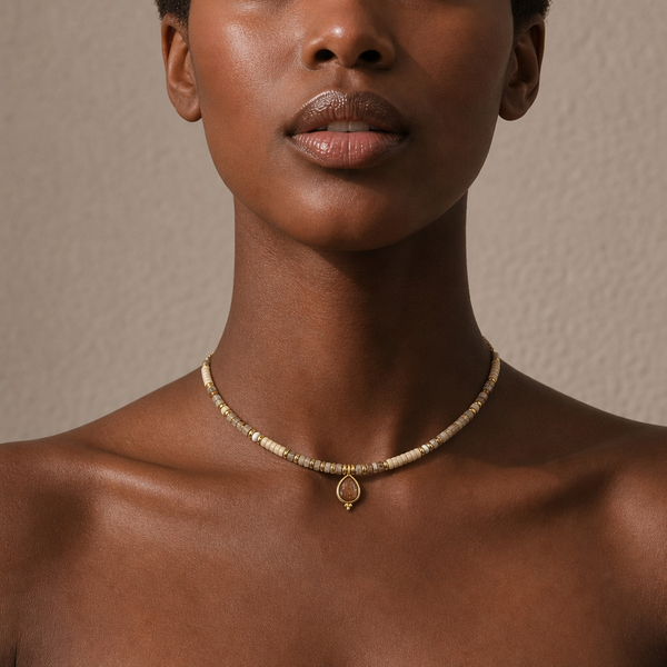 “Agera ” Sandy Wood Brown Jasper necklace