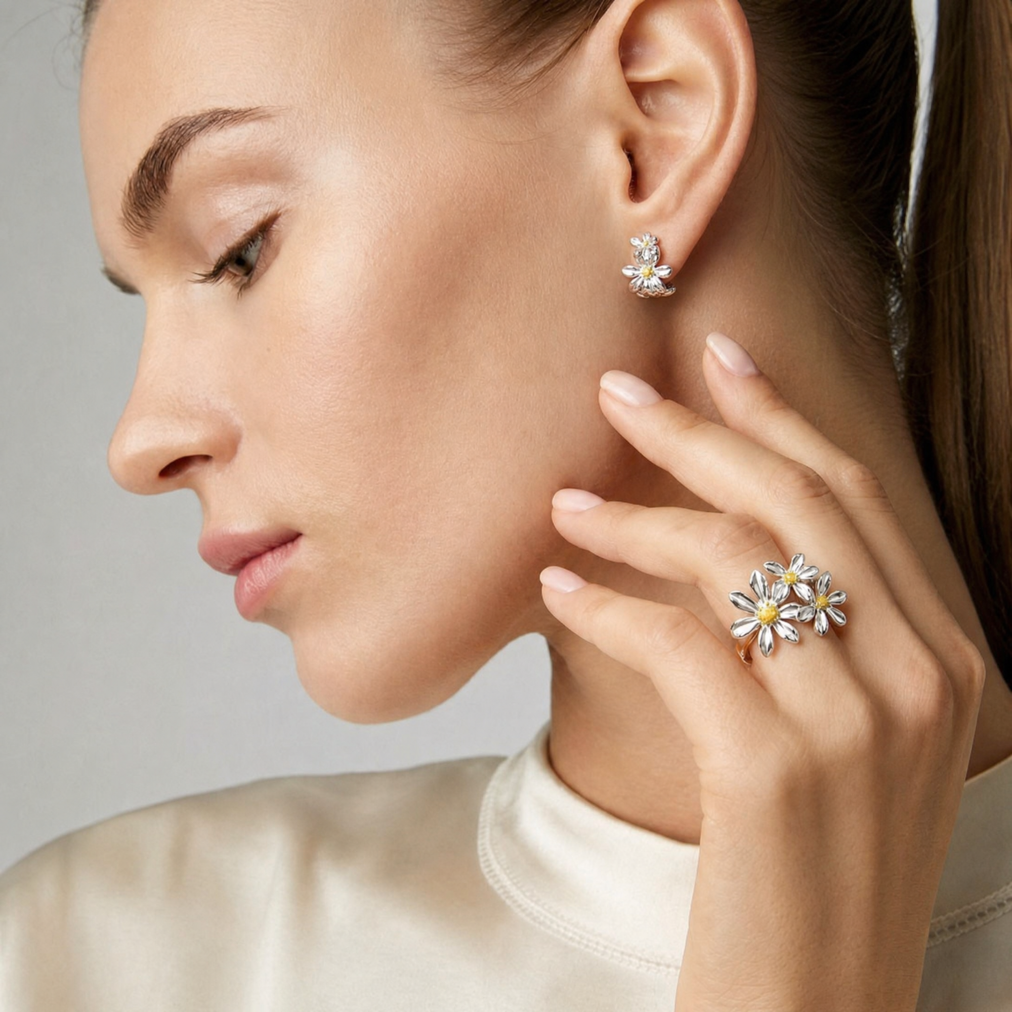 “Jasmine” Blossoming Gold Vermeil Hoop Earrings