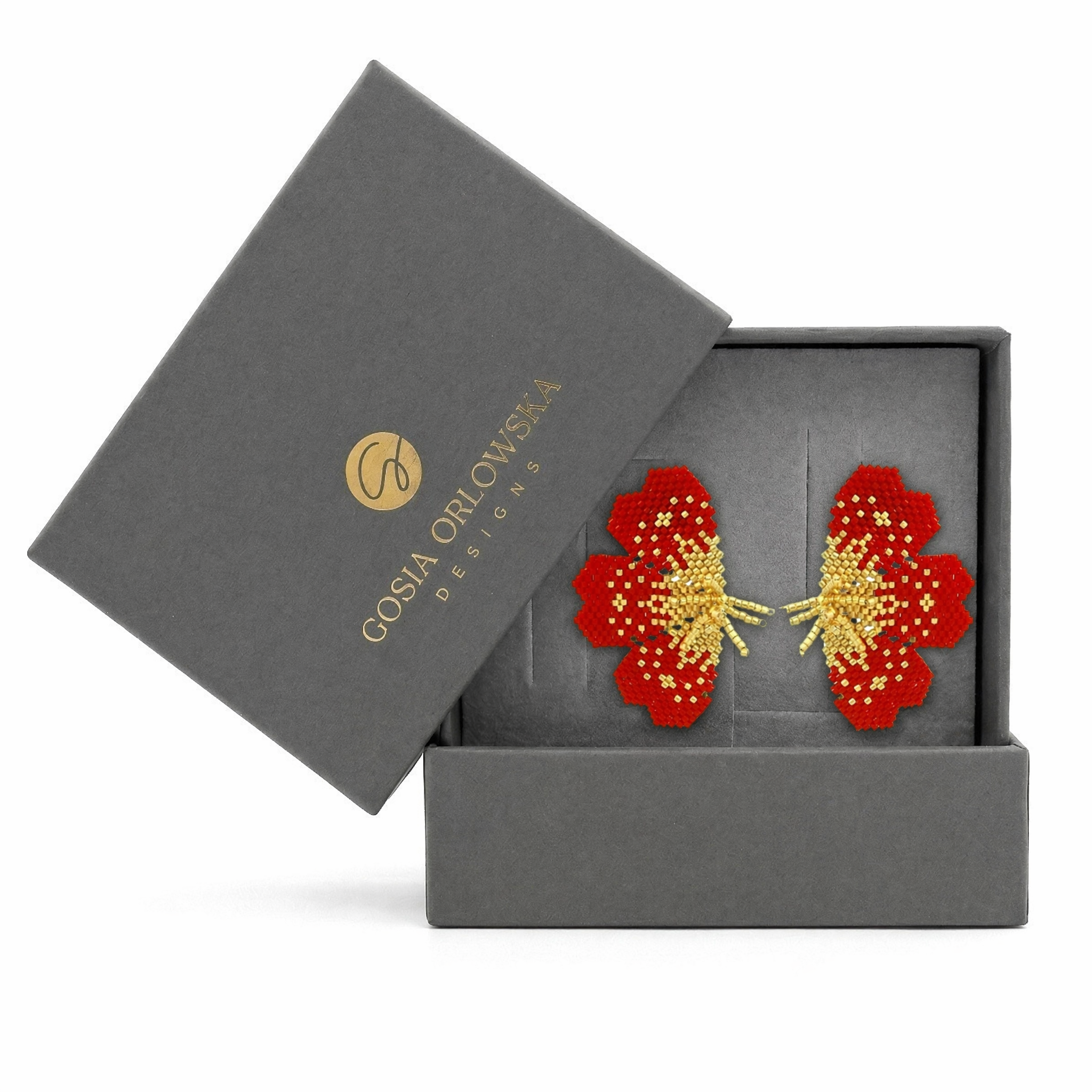 “NOLA” BEADED FESTIVE RED BUTTERFLY EARRING
