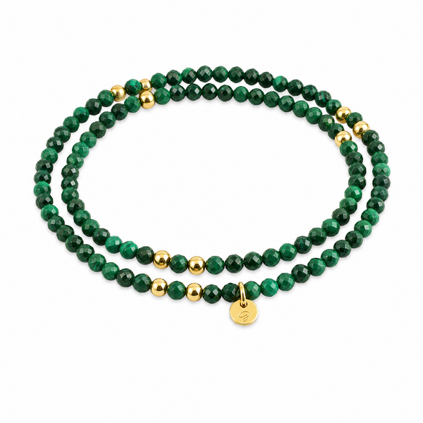 "Zaya" 3mm double wrap Malachite Stone Bracelet