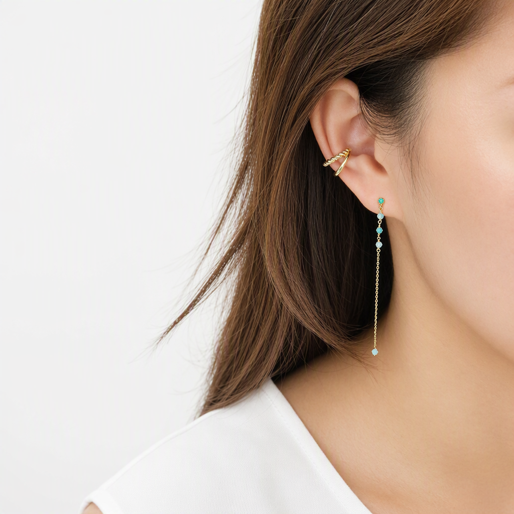“Forest” 925 sterling silver Bead Drop Earrings