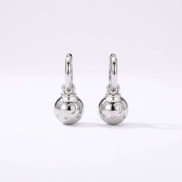 “Lilia” Moon Star Ornament Charm Earrings / Gold