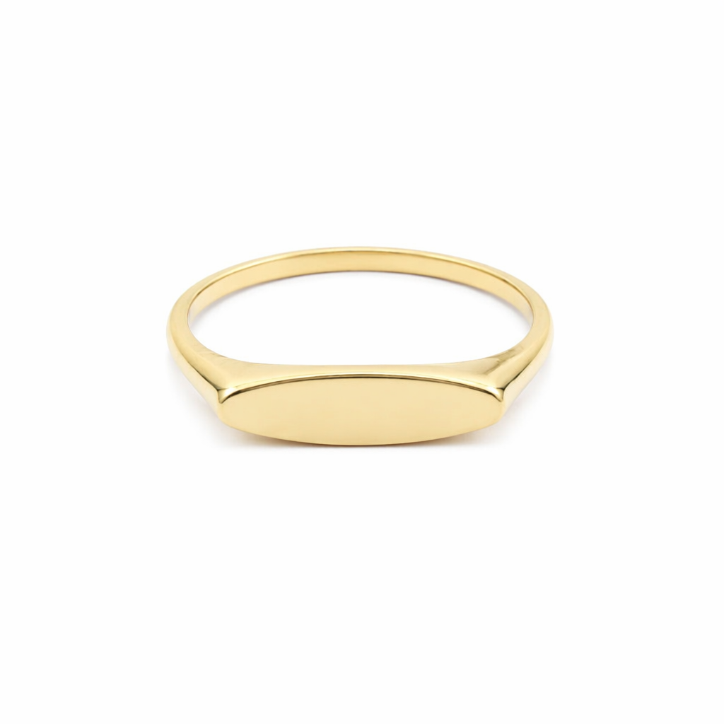 9K GOLD SYDNEY LONG OVAL SIGNET RING