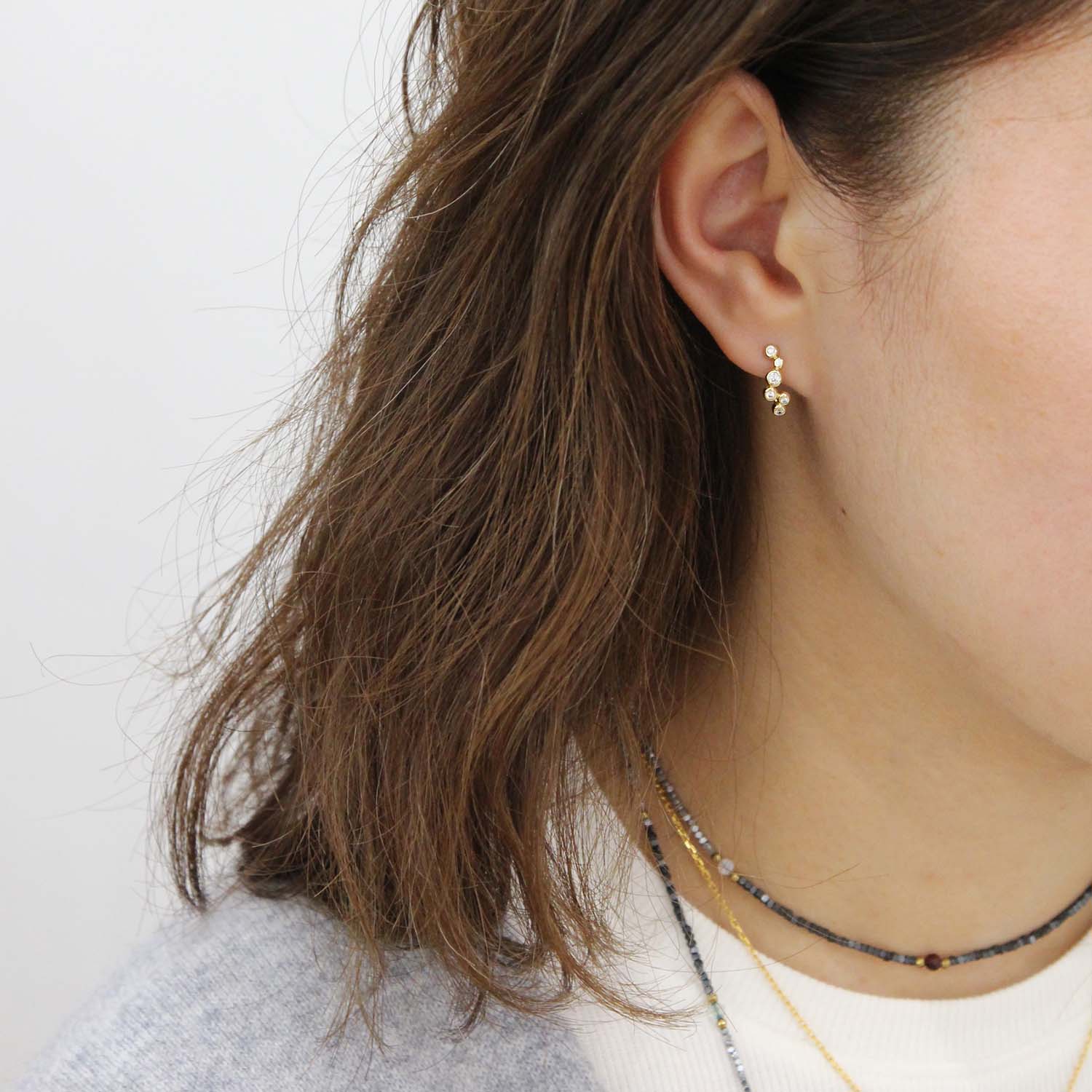 “Joyce” 925 sterling SILVER Mini Bubble Zirconia Earrings