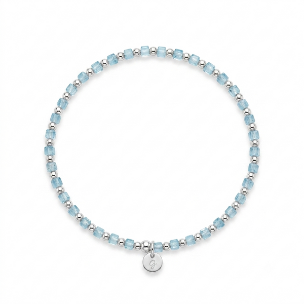 “Taryn” 2.5mm Blue Topaz Square shape Bracelet