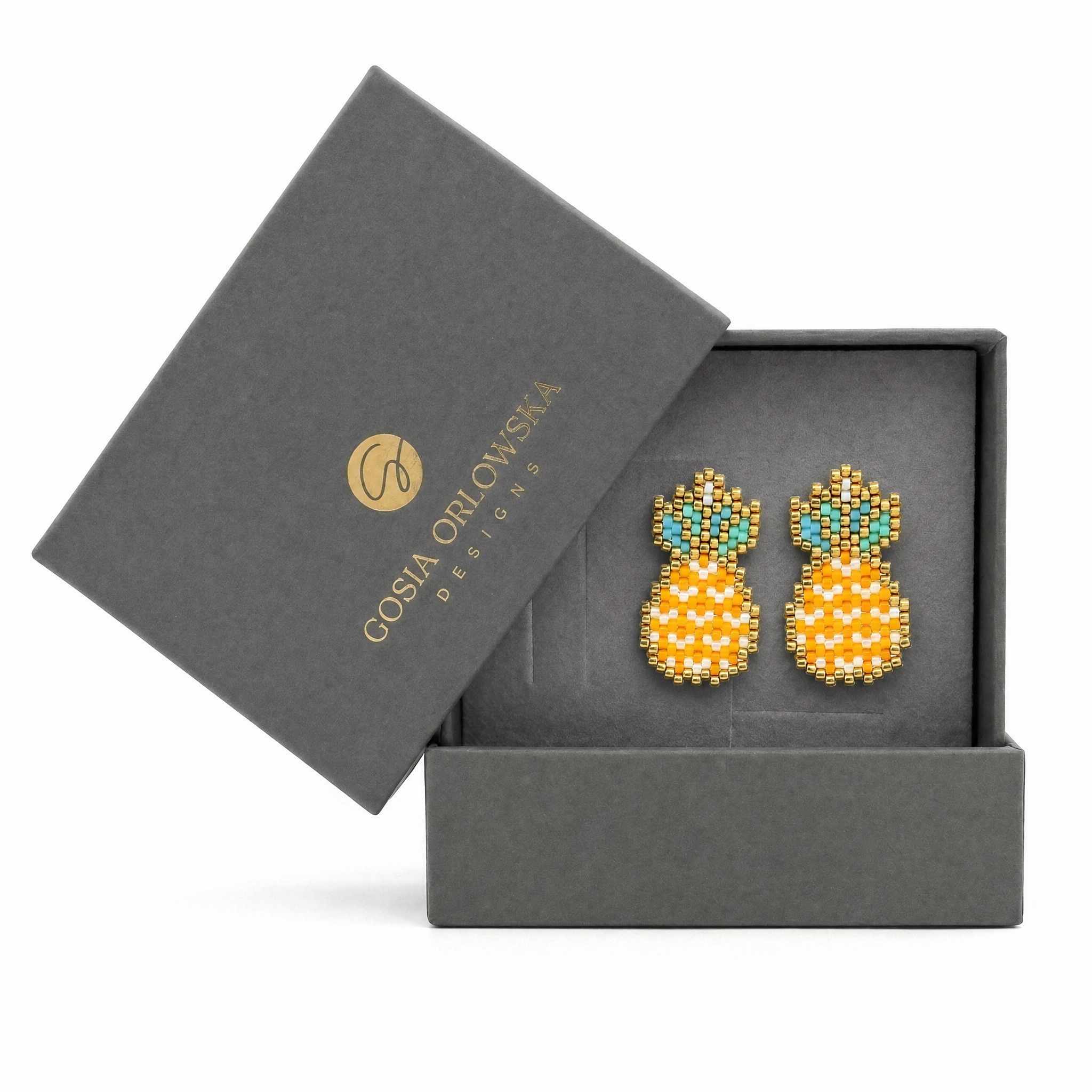 "Pineapple" beaded mini earrings