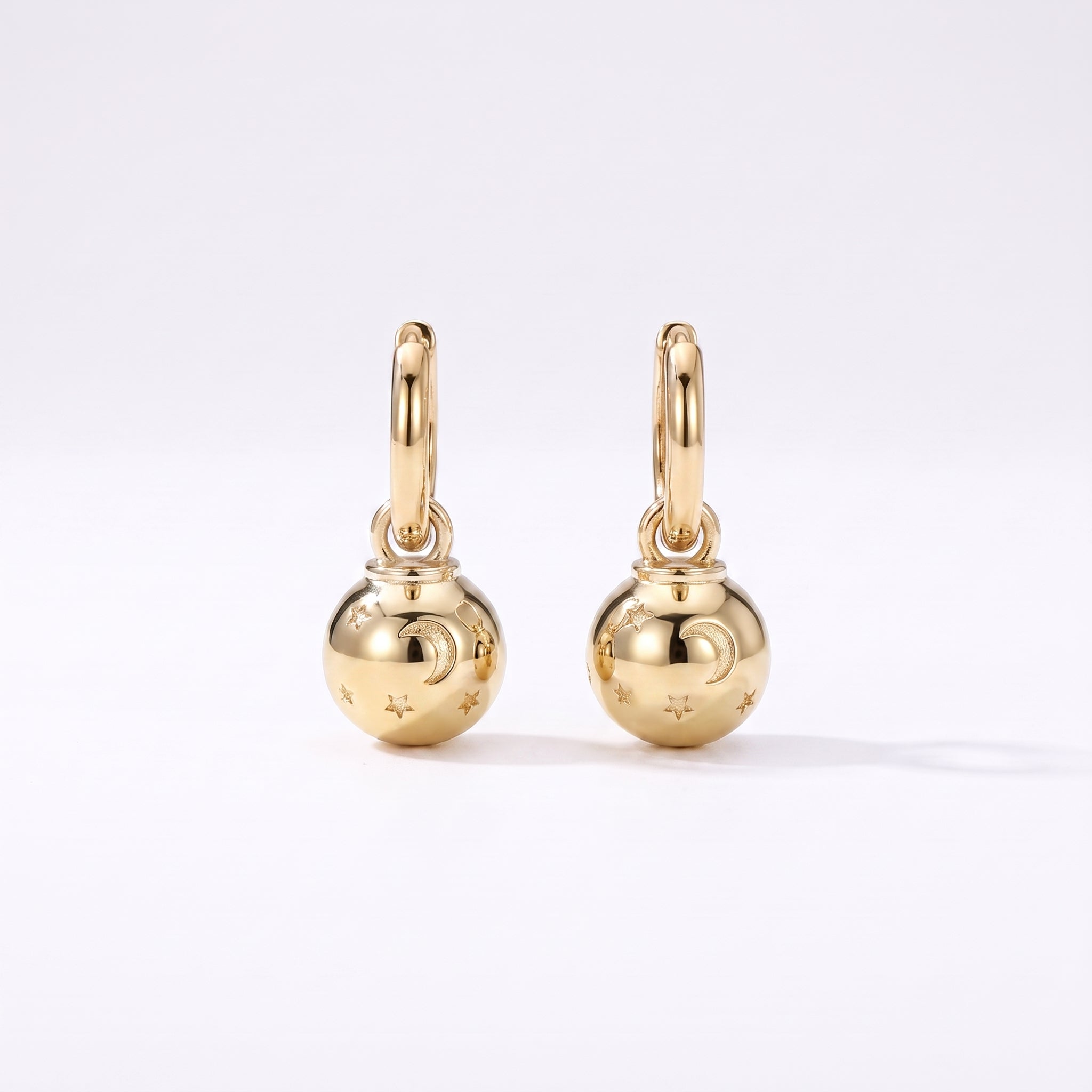 “Lilia” Moon Star Ornament Charm Earrings / Gold