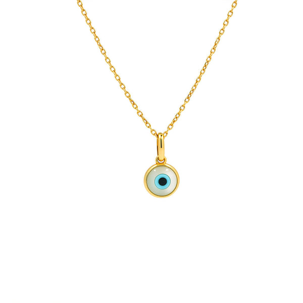 9K Gold Mother of pearl Evil Eye  Necklace