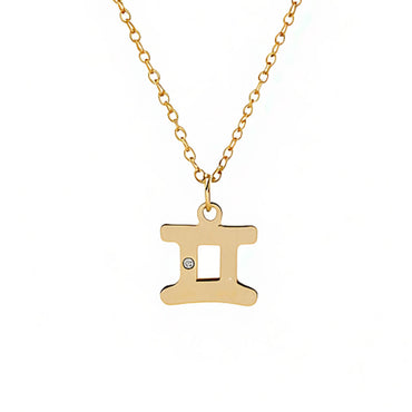 9K GOLD ZODIAC GOLD DIAMOND NECKLACE / GEMINI