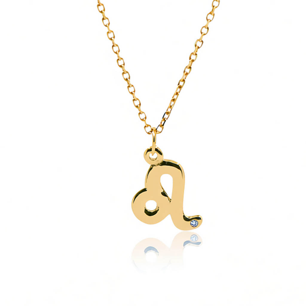 9K GOLD ZODIAC GOLD DIAMOND NECKLACE / LEO