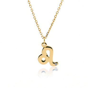 9K GOLD ZODIAC GOLD DIAMOND NECKLACE / LEO