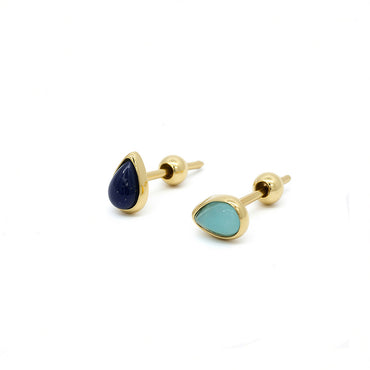 9K GOLD MINI AVENTURINE DROP EARRINGS