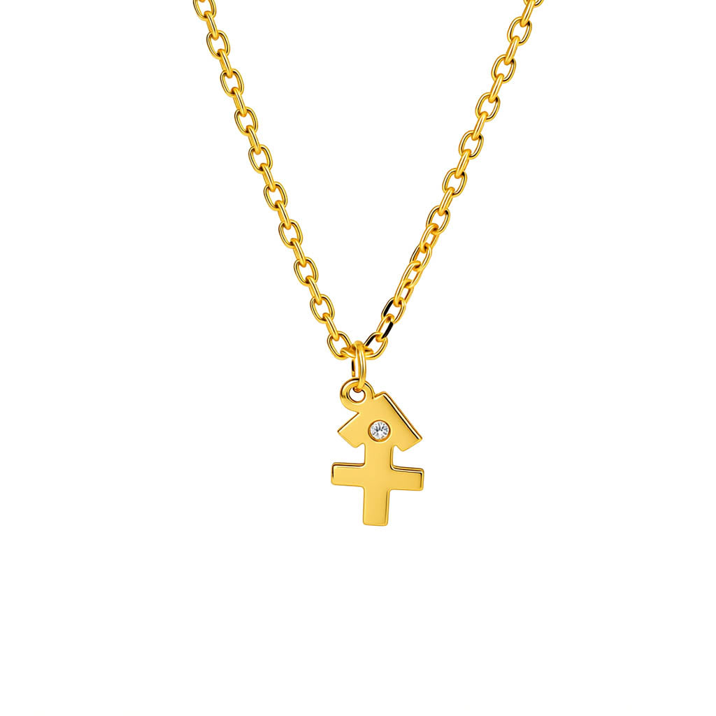 9K GOLD ZODIAC GOLD DIAMOND NECKLACE / SAGITTARIUS