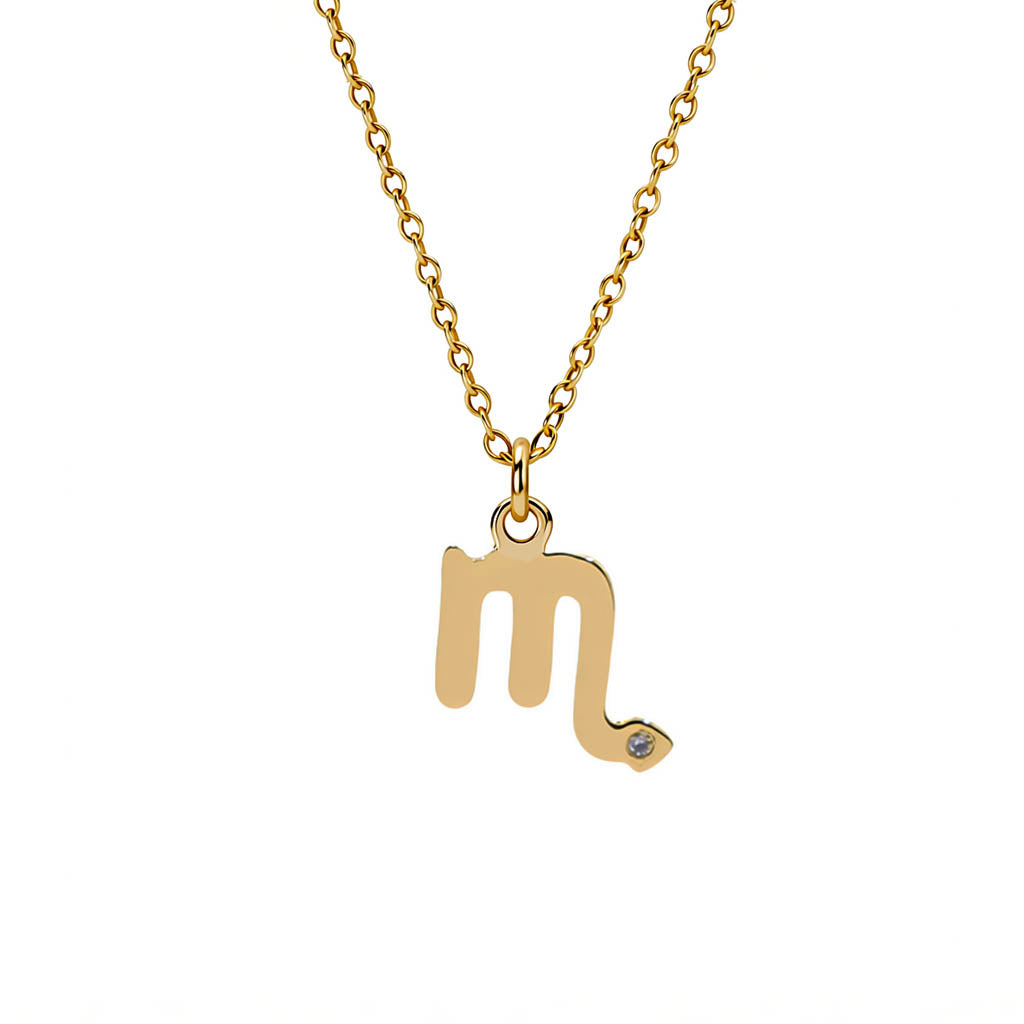 9K GOLD ZODIAC GOLD DIAMOND NECKLACE / SCORPIO