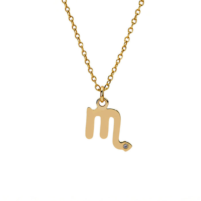 9K GOLD ZODIAC GOLD DIAMOND NECKLACE / SCORPIO